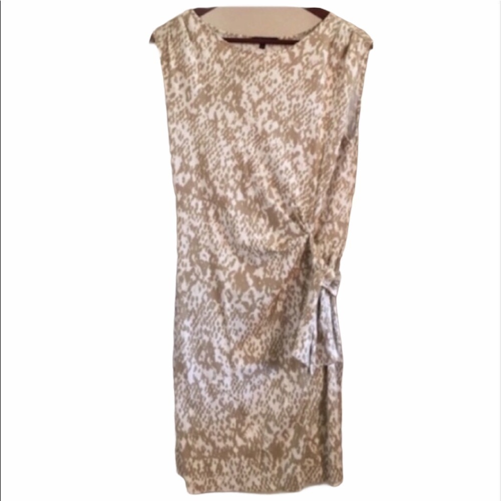 ANNE KLEIN Dress Tan Snake Print Sleeveless Large Petite